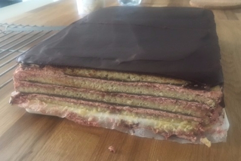 Finished putting together all the layers of the opera cake
